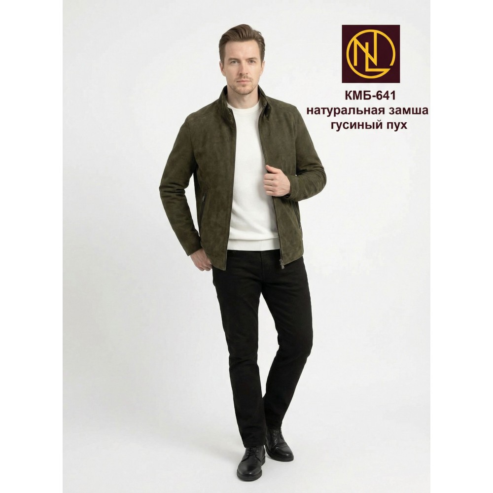 Куртка мужская кожаная с воротником стойкой ОСЕНЬ-ЗИМА 2026 арт. КМБ 641