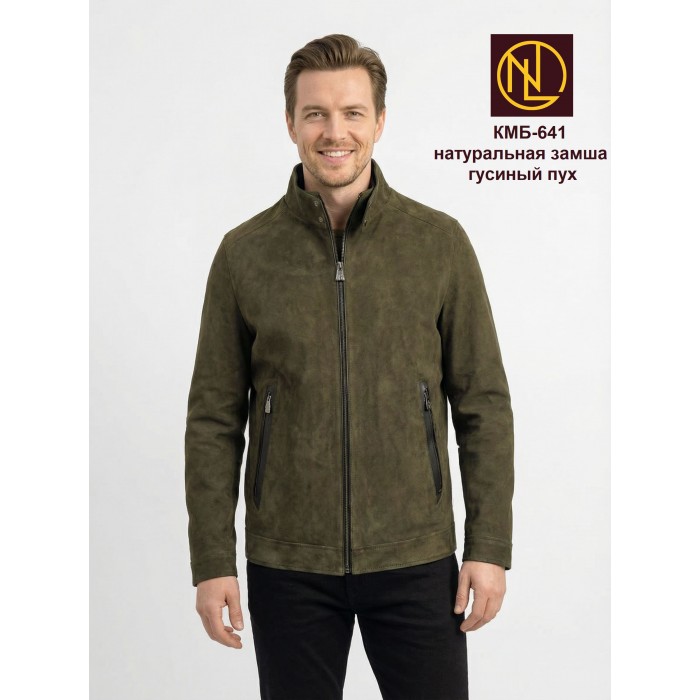 Куртка мужская кожаная с воротником стойкой ОСЕНЬ-ЗИМА 2026 арт. КМБ 641