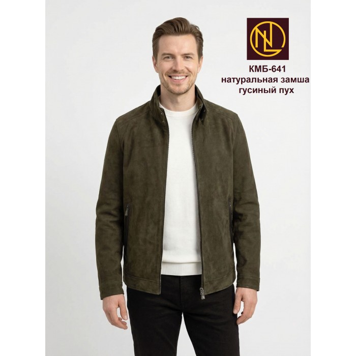 Куртка мужская кожаная с воротником стойкой ОСЕНЬ-ЗИМА 2026 арт. КМБ 641