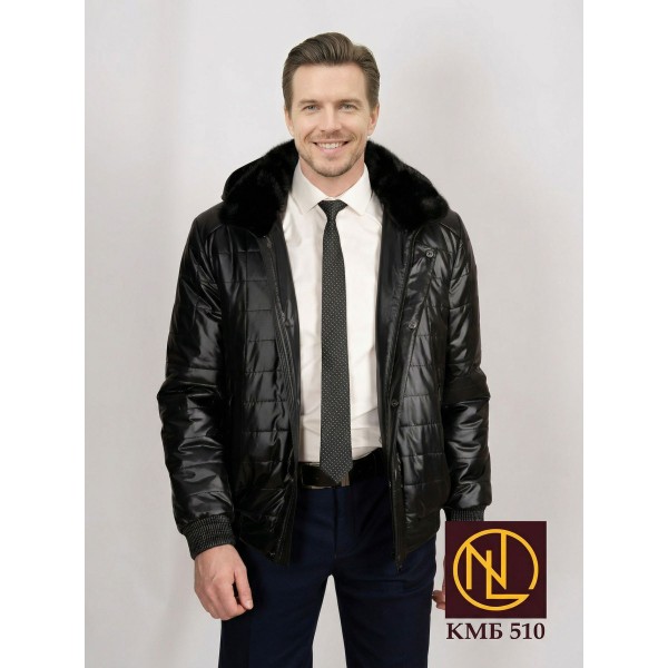 Куртка мужская бомбер с воротником норка арт. КМБ 510