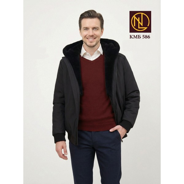 Куртка мужская бомбер с воротником мутон арт. КМБ 586