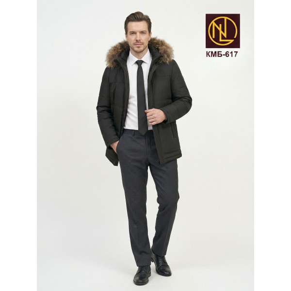 Куртка мужская с капюшоном и мехом енот ЗИМА 2026 арт. КМБ 617