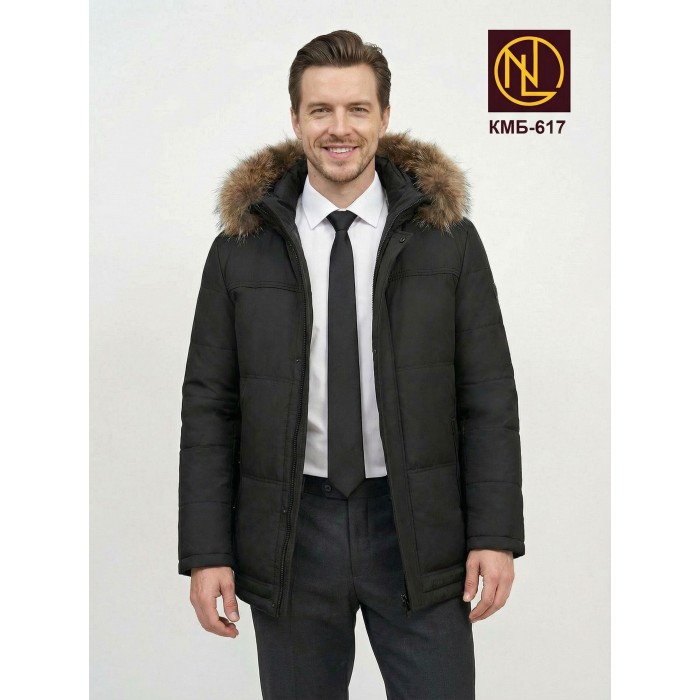 Куртка мужская с капюшоном и мехом енот ЗИМА 2026 арт. КМБ 617