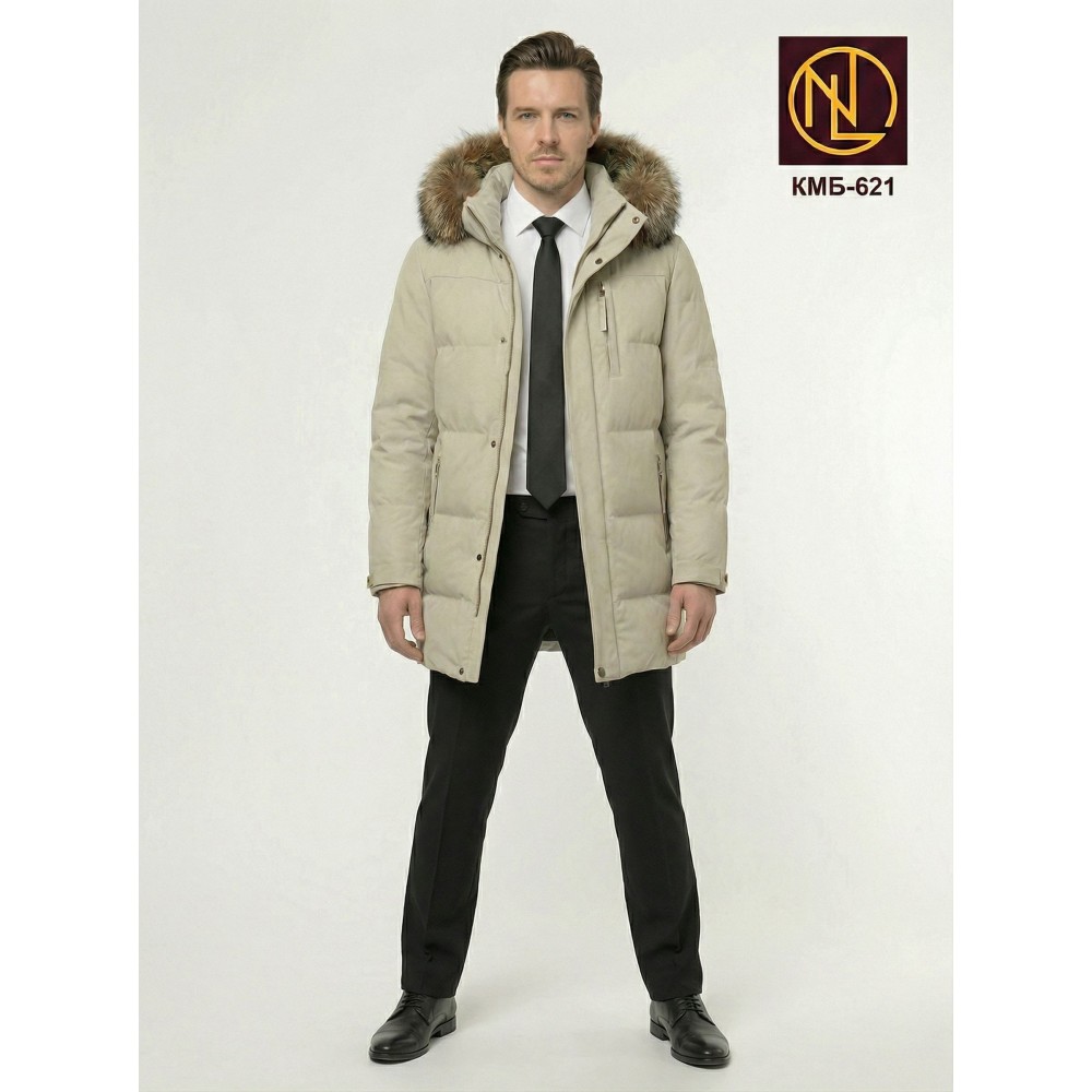 Куртка мужская с капюшоном и мехом енота ЗИМА 2026 арт. КМБ 621