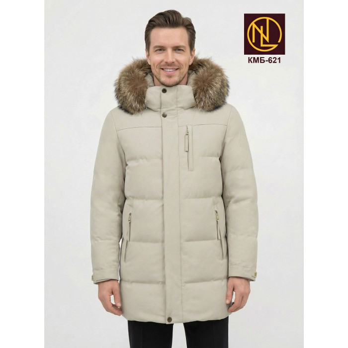Куртка мужская с капюшоном и мехом енота ЗИМА 2026 арт. КМБ 621