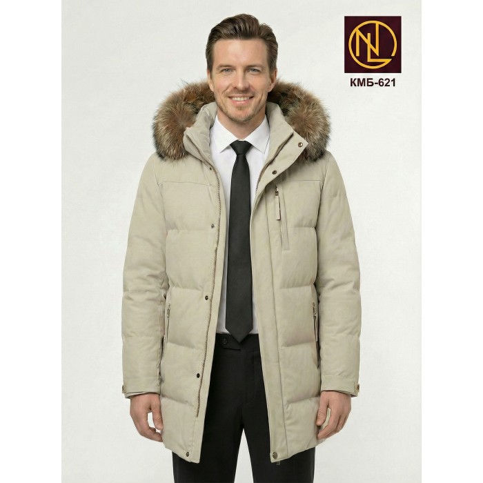 Куртка мужская с капюшоном и мехом енота ЗИМА 2026 арт. КМБ 621
