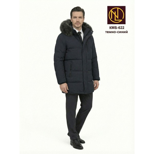 Куртка мужская с капюшоном и мехом енота ЗИМА 2026 арт. КМБ 622