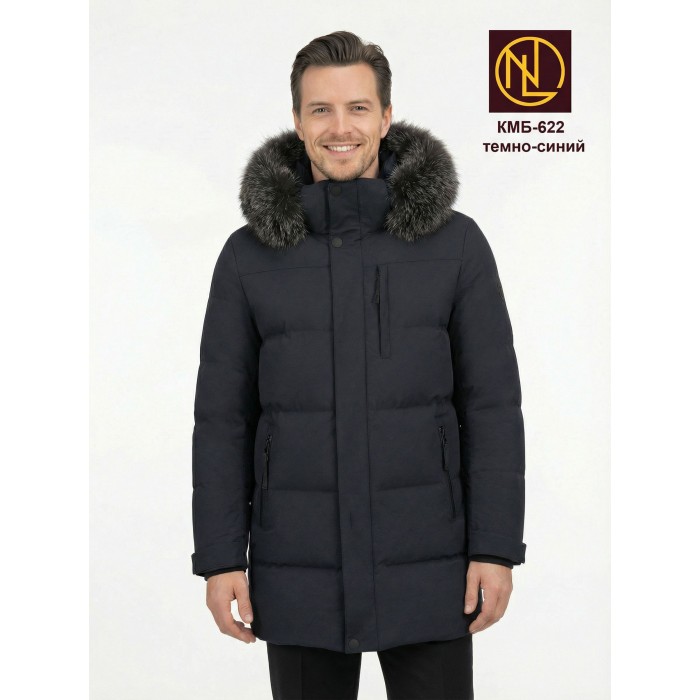 Куртка мужская с капюшоном и мехом енота ЗИМА 2026 арт. КМБ 622