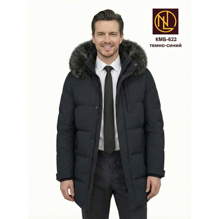 Куртка мужская с капюшоном и мехом енота ЗИМА 2026 арт. КМБ 622