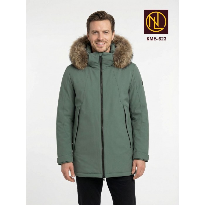 Куртка мужская с капюшоном и мехом енота ЗИМА 2026 арт. КМБ 623