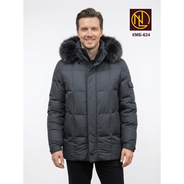 Куртка мужская с капюшоном с мехом енота ЗИМА 2026 арт. КМБ 624