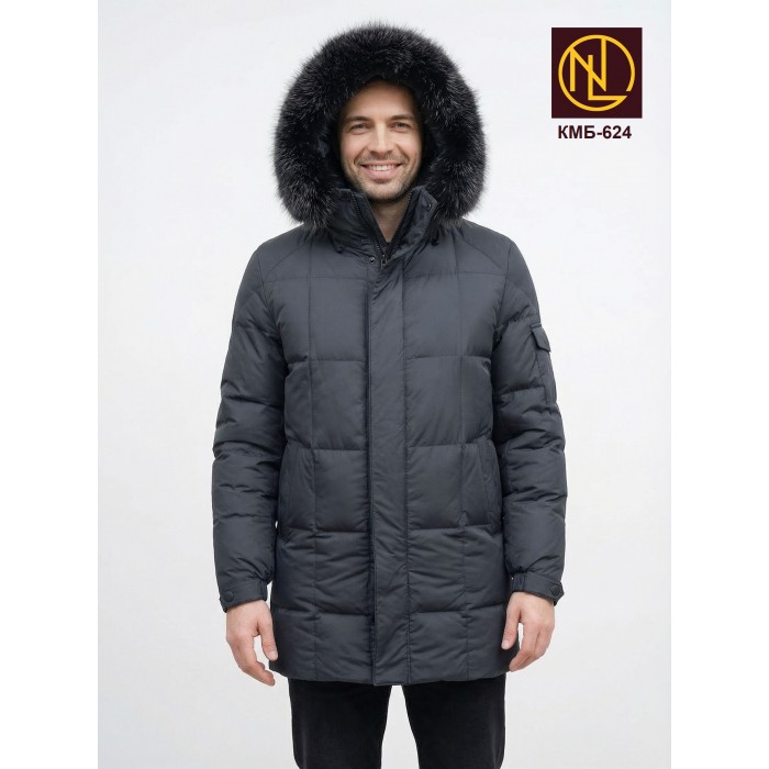 Куртка мужская с капюшоном с мехом енота ЗИМА 2026 арт. КМБ 624