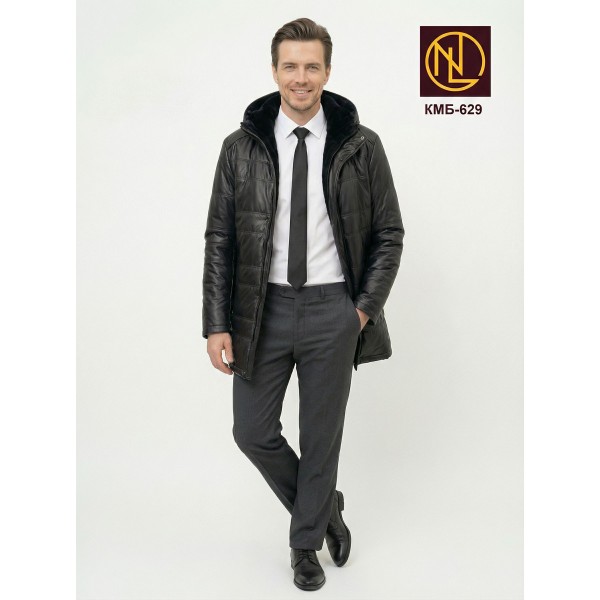 Куртка мужская с капюшоном и мехом мутон ЗИМА 2026 арт. КМБ 629