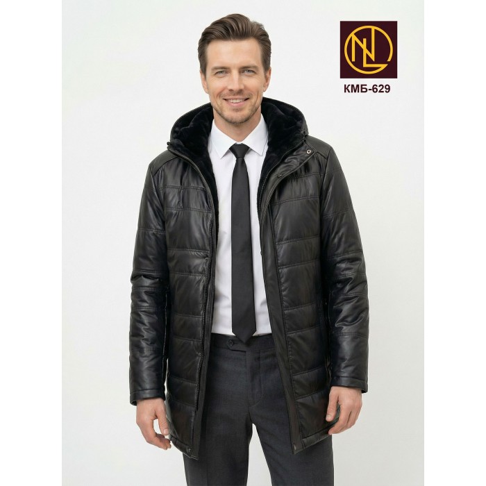 Куртка мужская с капюшоном и мехом мутон ЗИМА 2026 арт. КМБ 629