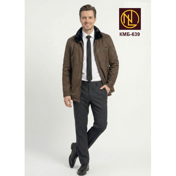 Куртка мужская с воротником стойкой и мехом норки ЗИМА 2026 арт. КМБ 639